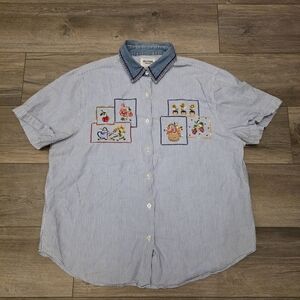 Stylish Blue Striped Blouse with Embroidery